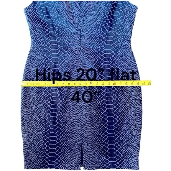 TOMMY HILFIGER Blue Snakeskin Sheath Dress Sleeveless Medium Size 10 Spandex 4% - Picture 7 of 16